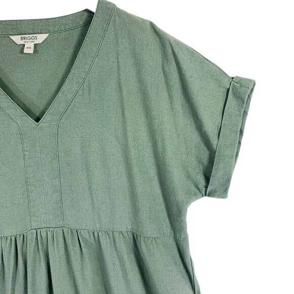 khaki /olive linen blend tunic dress pull on Briggs New York size medium - Picture 3 of 14